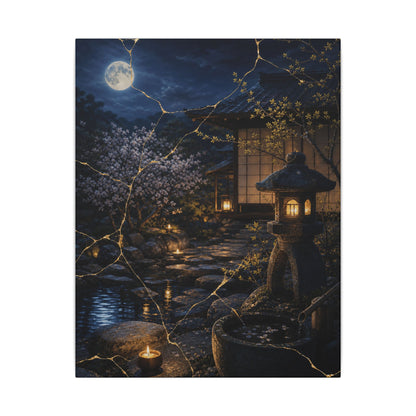 Seijaku Moonlit Garden Canvas Art - Kintsugi Gold Vein