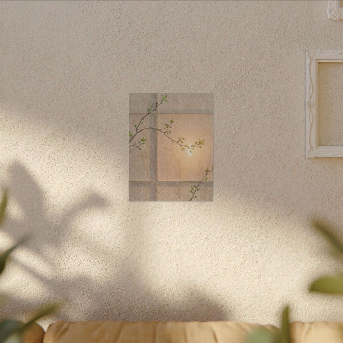 Shoji Screen Canvas Art | Spring Japandi Minimal Line Art