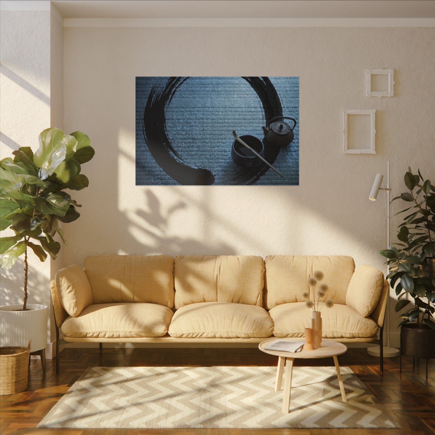 Winter Tea Ceremony Enso Canvas Art | Peaceful Decor