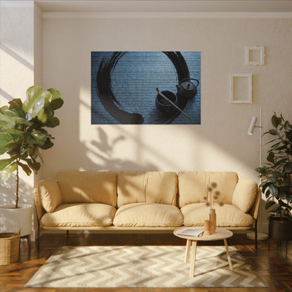 Winter Tea Ceremony Enso Canvas Art | Peaceful Decor