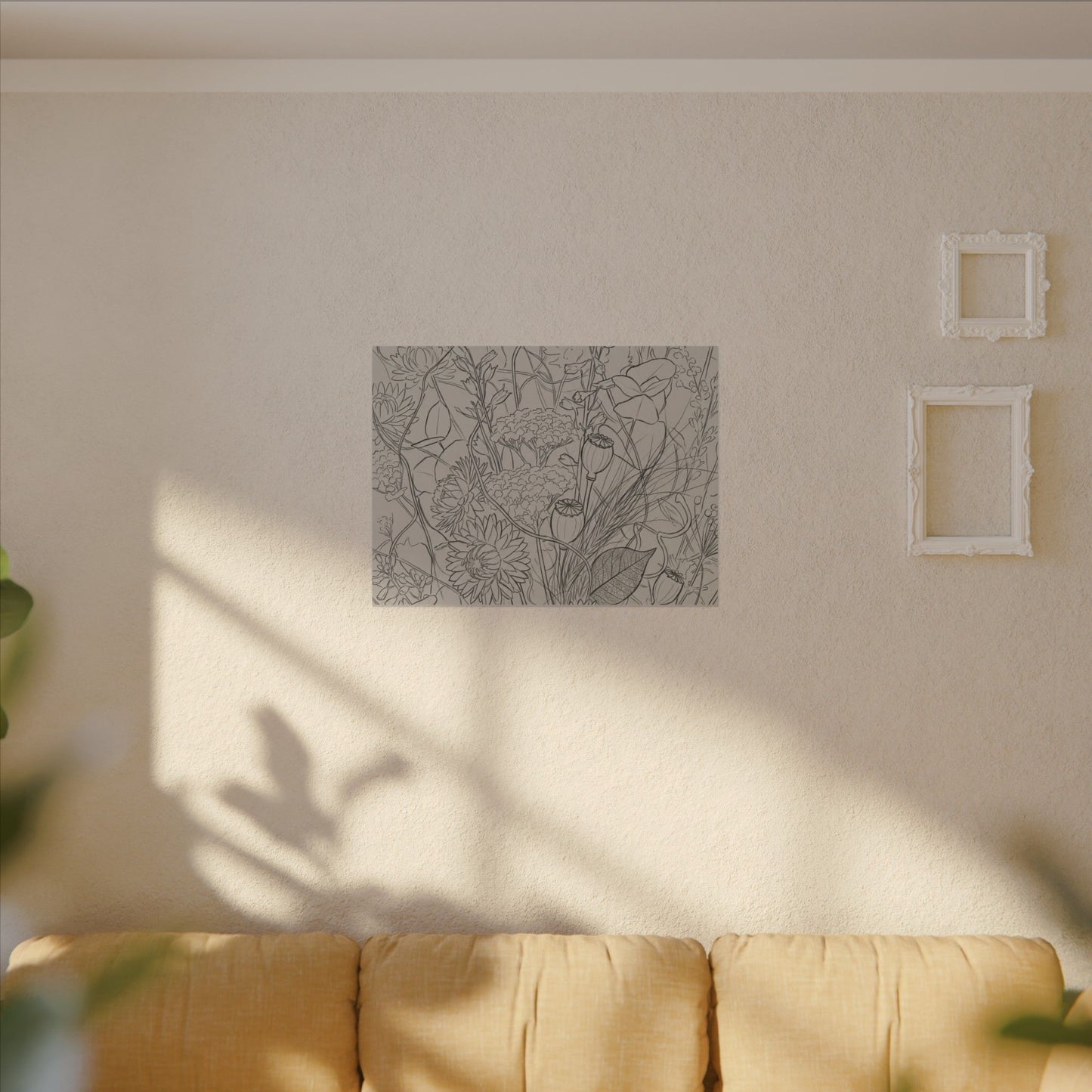 Summer Dried Flowers Minimal Line Canvas Art | Elegant Decor