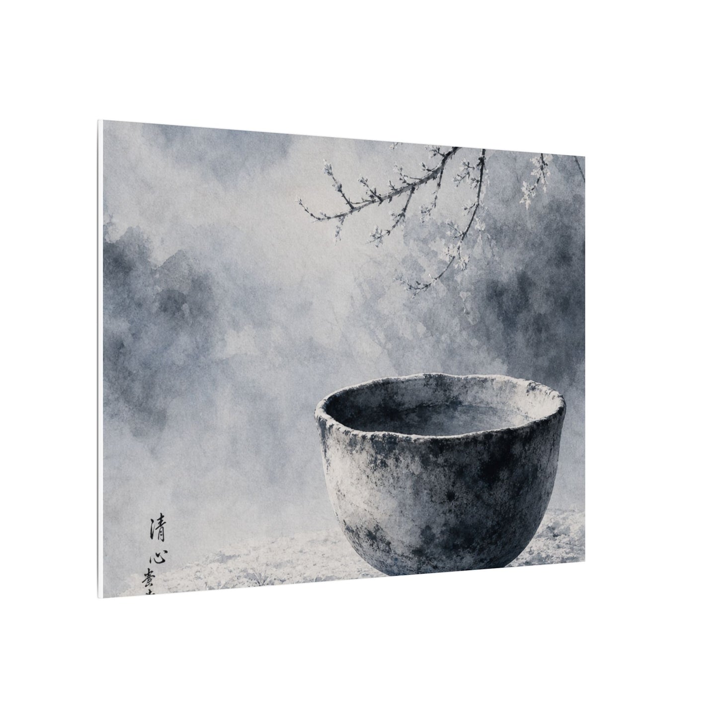 Seijaku Ceramic Bowl Canvas Art - Zen Sumi E