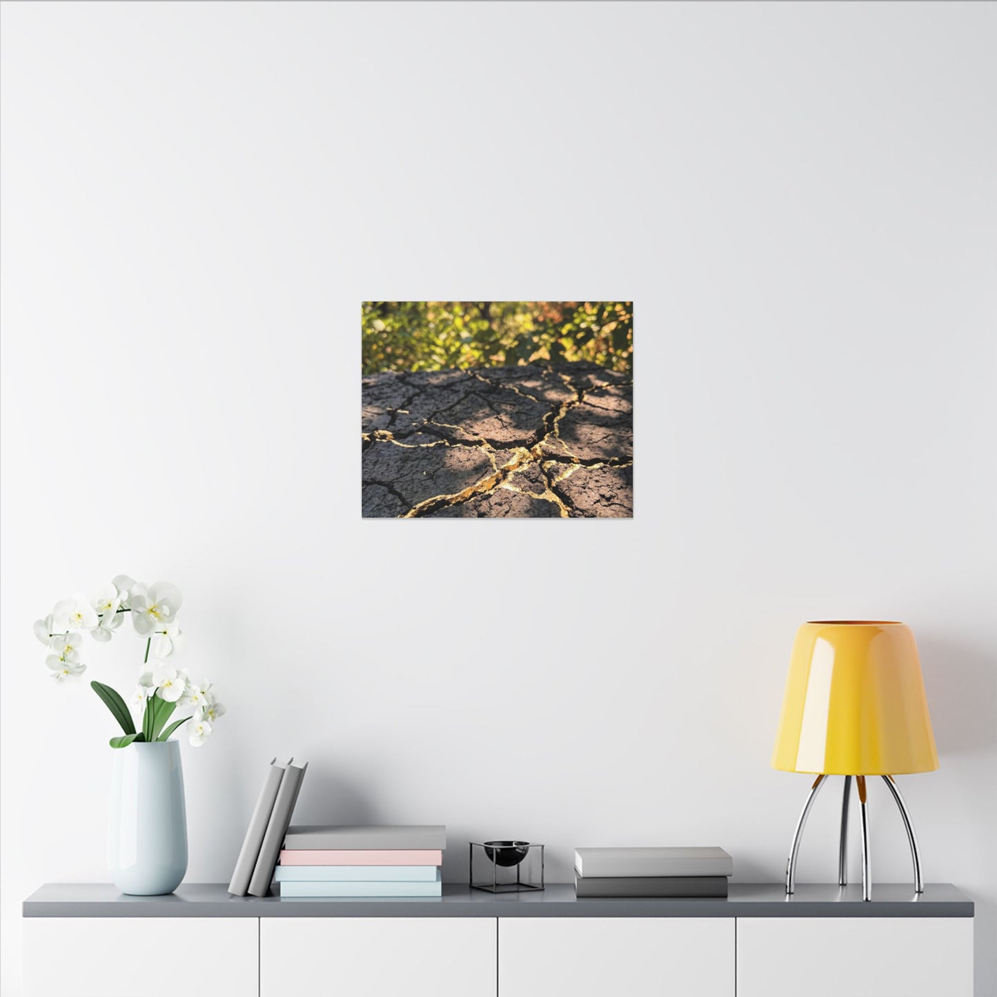 Shibui Cracked Earth Canvas Art - Kintsugi Gold Repair