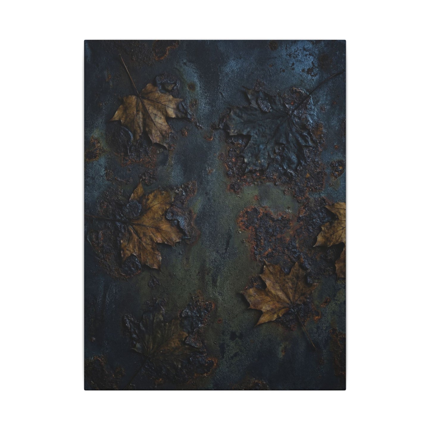 Shibui Rust Patina Canvas Art - Dark Japandi Charcoal Ink