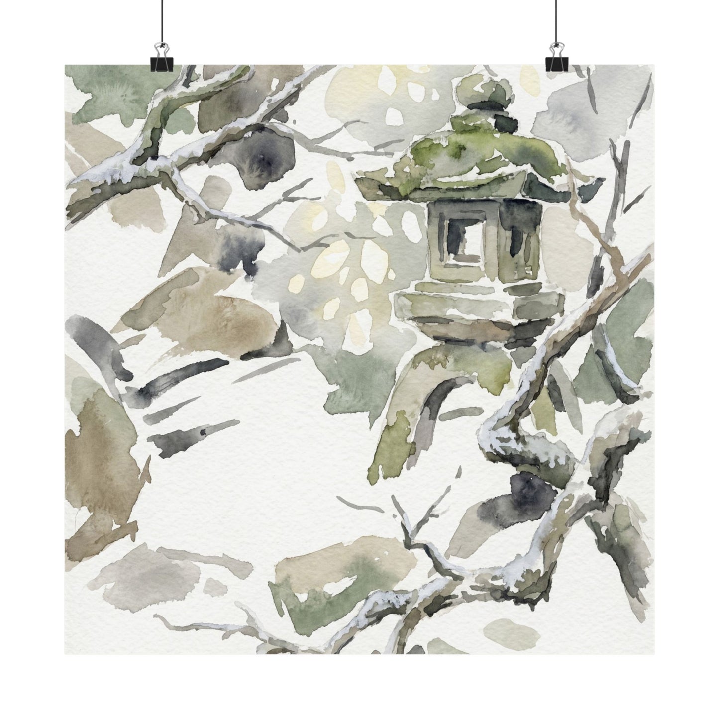 Dappled Stone Lantern Wall Art Print - Japandi Ma