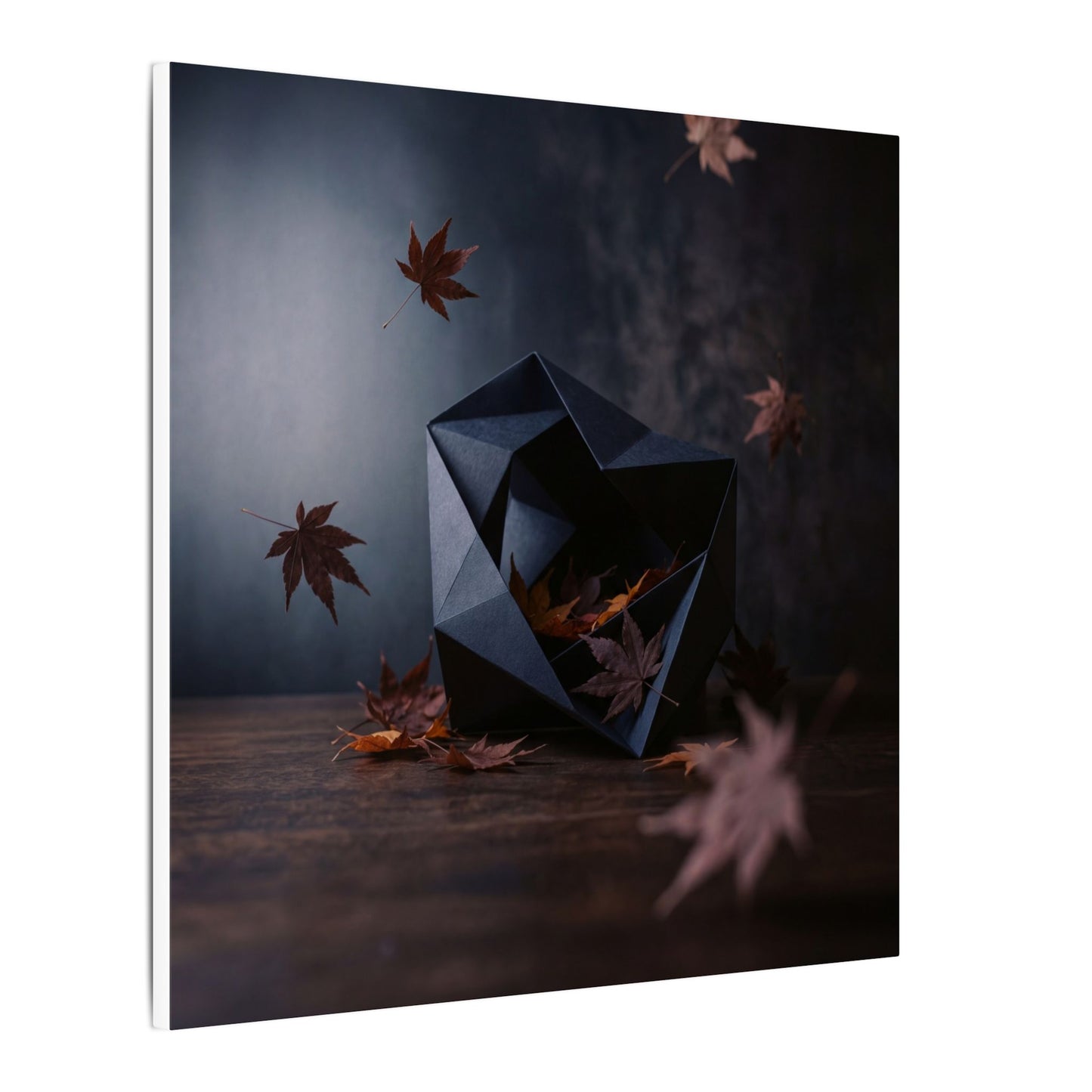 Dark Japandi Paper Fold in Dawn | Shadow Zen Canvas Art