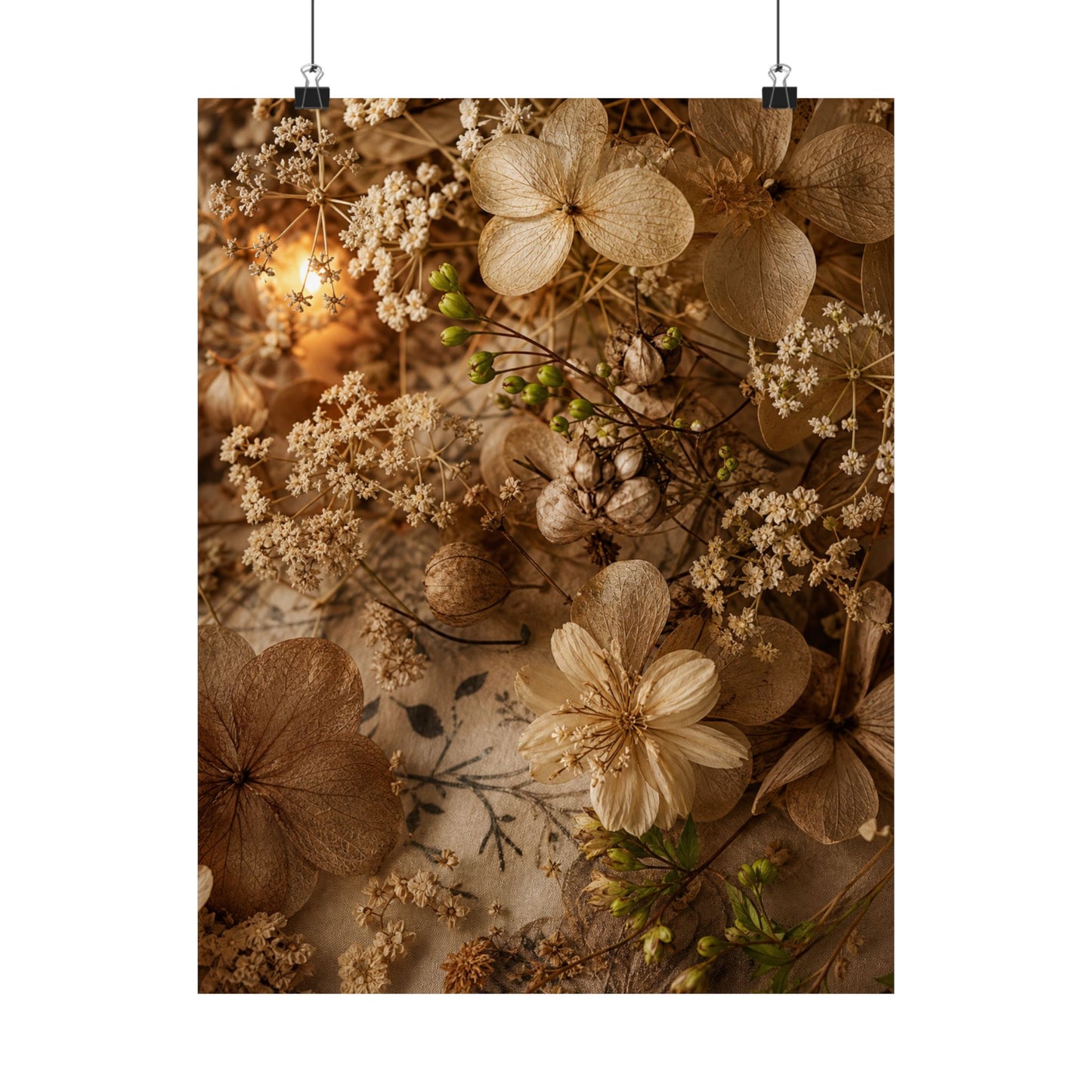 Candlelight Dried Flowers Wall Art Print - Japandi Fukinsei