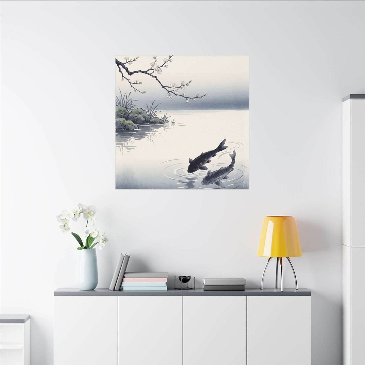 Ma Koi Pond Canvas Art - Zen Ukiyo E Inspired