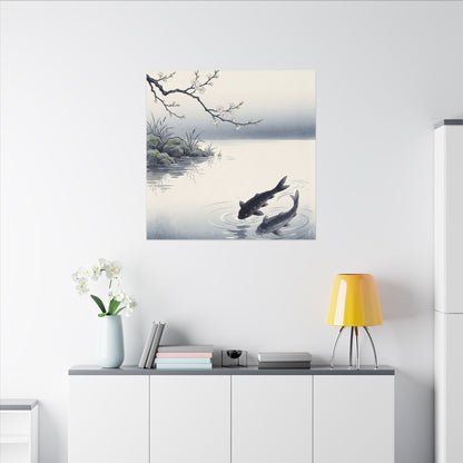 Ma Koi Pond Canvas Art - Zen Ukiyo E Inspired