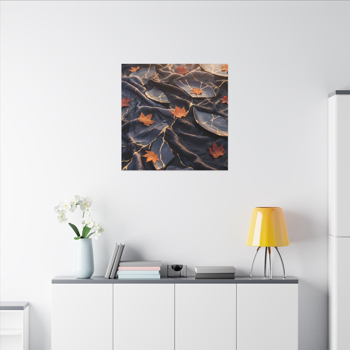 Golden Hour Silk Drape Canvas Art - Kintsugi Shibui