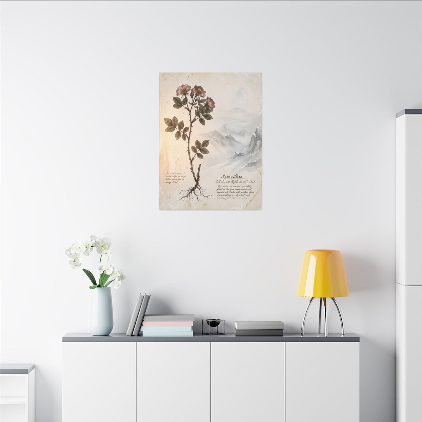 Winter Mountain Mist Herbarium Canvas Art | Earthy Decor