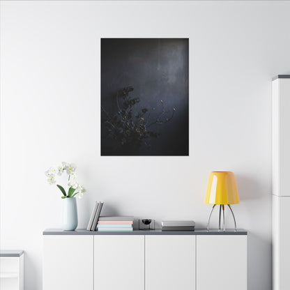Dried Flowers Spring Canvas Art | Dark Japandi Moody Design
