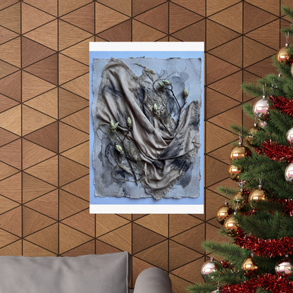 Japandi Silk Drape in Moonlight | Texture Wall Art Print
