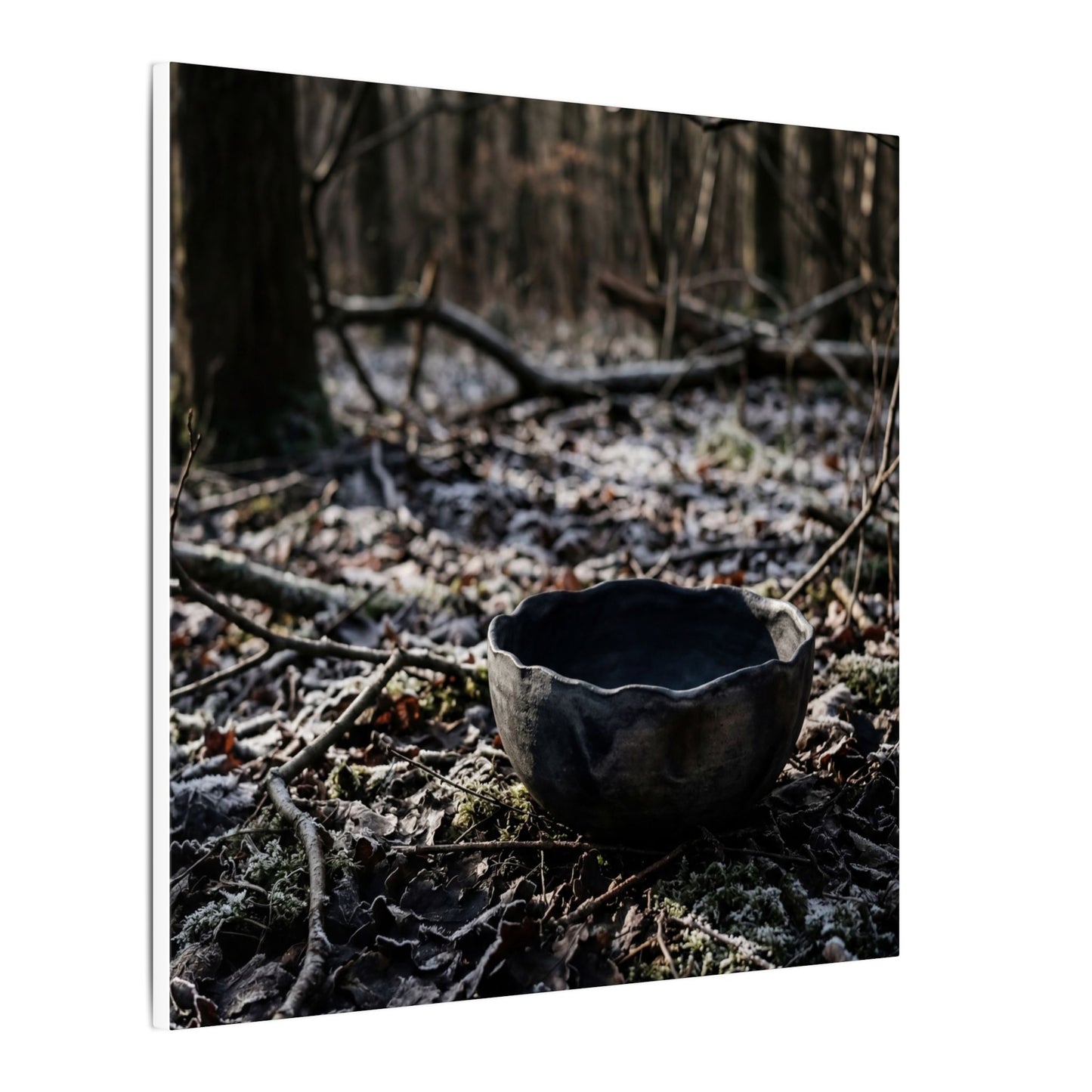 Dappled Ceramic Bowl Canvas Art - Dark Japandi Kanso