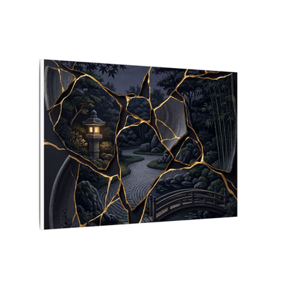 Kintsugi Moonlit Garden in Golden Hour | Gold Repair Canvas Art