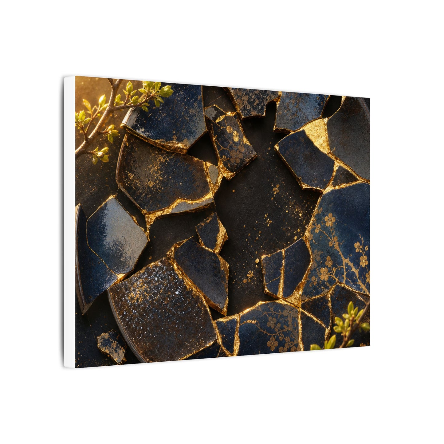 Golden Hour Broken Pottery Canvas Art - Kintsugi Ma