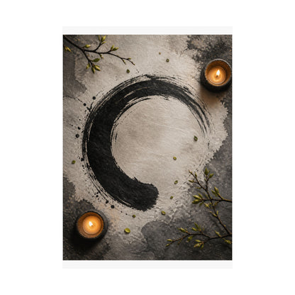 Peaceful Ink Brushstroke Wall Art Print - Enso Zen