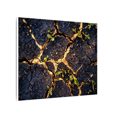 Spring Cracked Earth Crackle Gold Canvas Art | Healing Decor