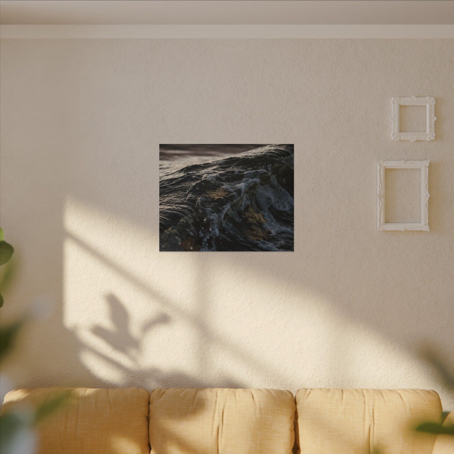 Dark Japandi Ocean Wave in Dawn | Moody Minimal Canvas Art