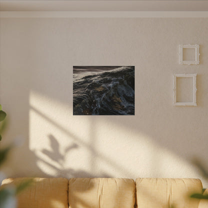 Dark Japandi Ocean Wave in Dawn | Moody Minimal Canvas Art