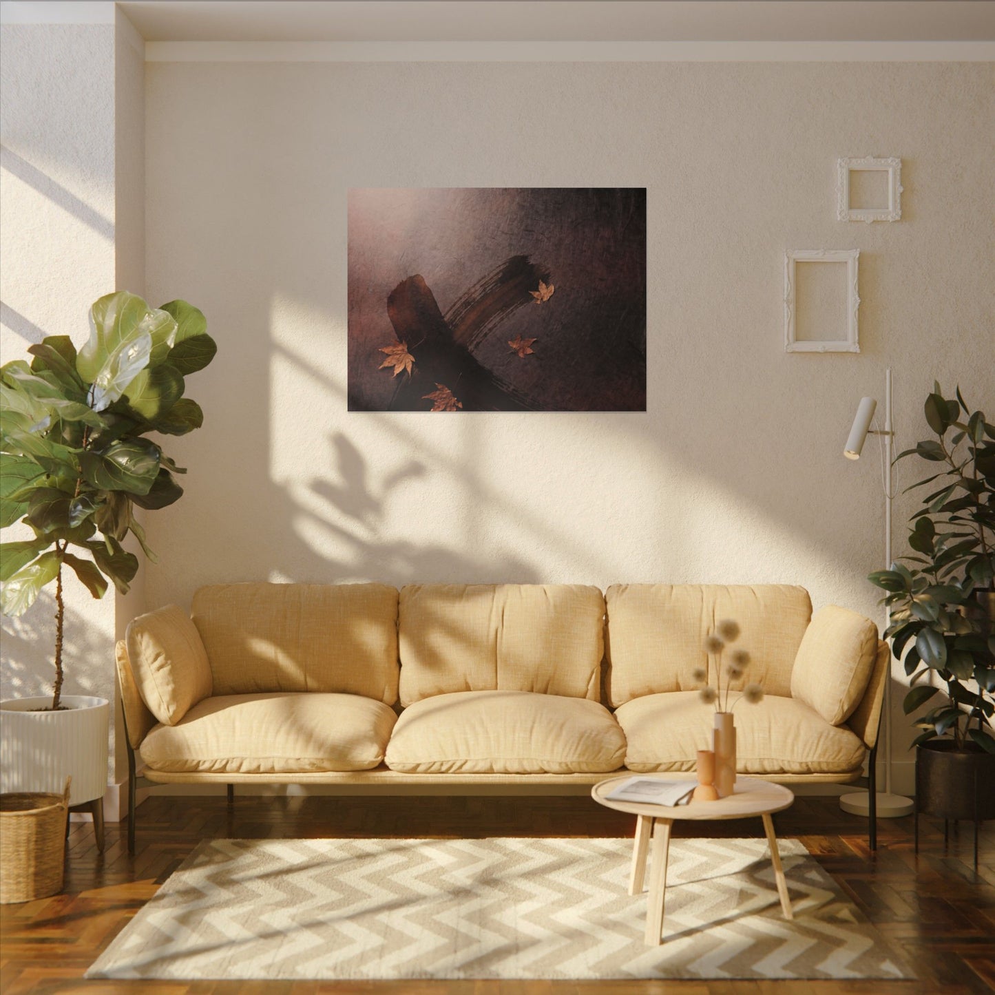 Moody Ink Brushstroke Canvas Art - Moody Minimal Dark Japandi