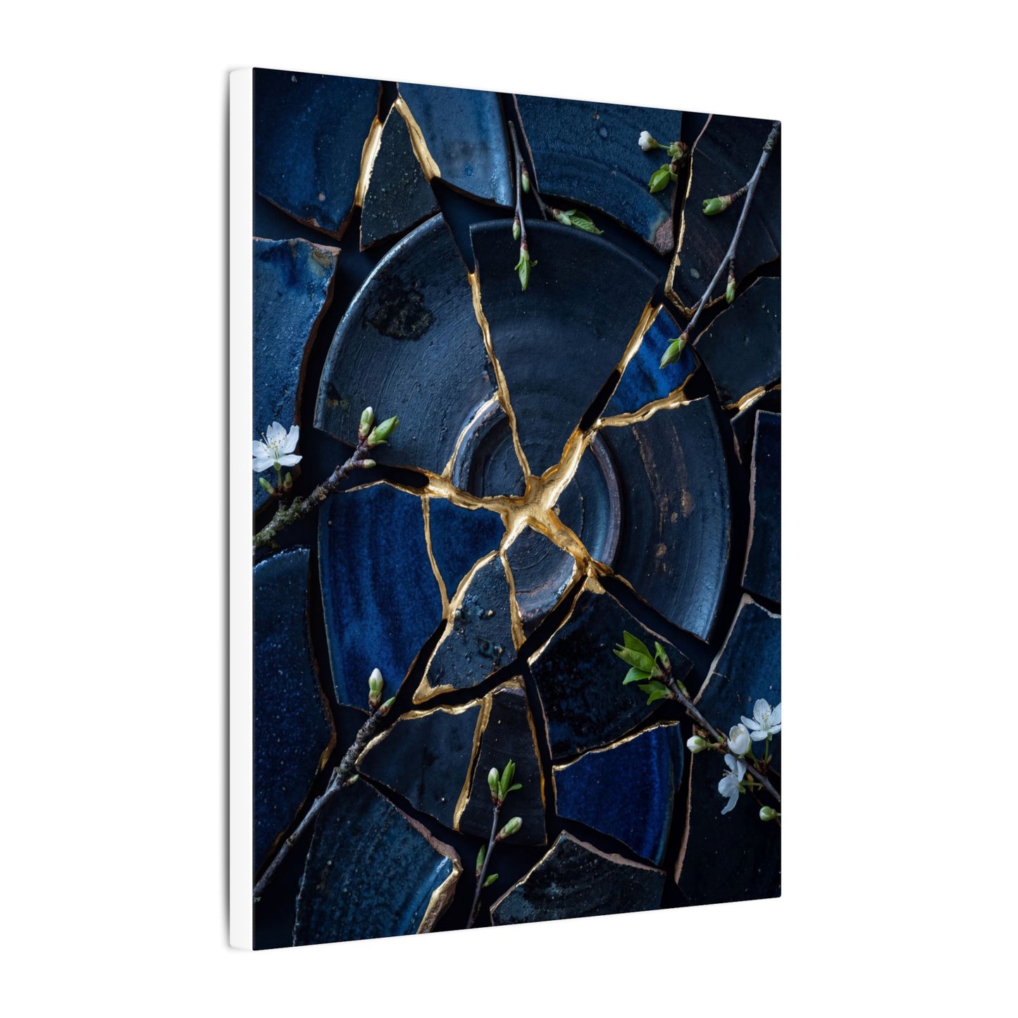 Moonlight Broken Pottery Canvas Art - Kintsugi Fukinsei
