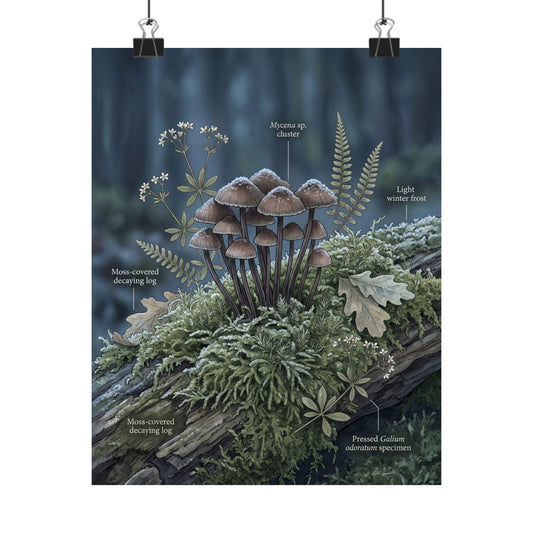 Moonlight Wild Mushrooms Wall Art Print - Cottagecore Seijaku