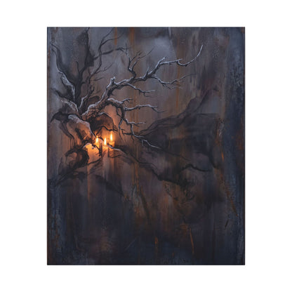 Winter Rust Patina Charcoal Ink Canvas Art | Atmospheric Decor