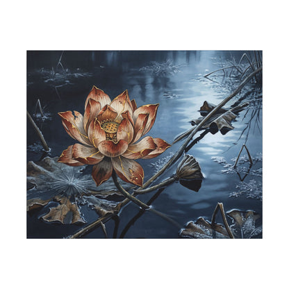 Winter Lotus Flower Broken Beauty Canvas Art | Healing Decor