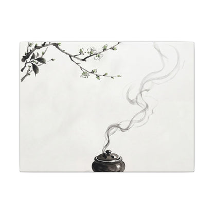 Calm Incense Smoke Canvas Art - Sumi E Zen