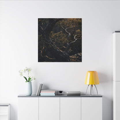 Moody Pine Tree Canvas Art - Moody Minimal Dark Japandi