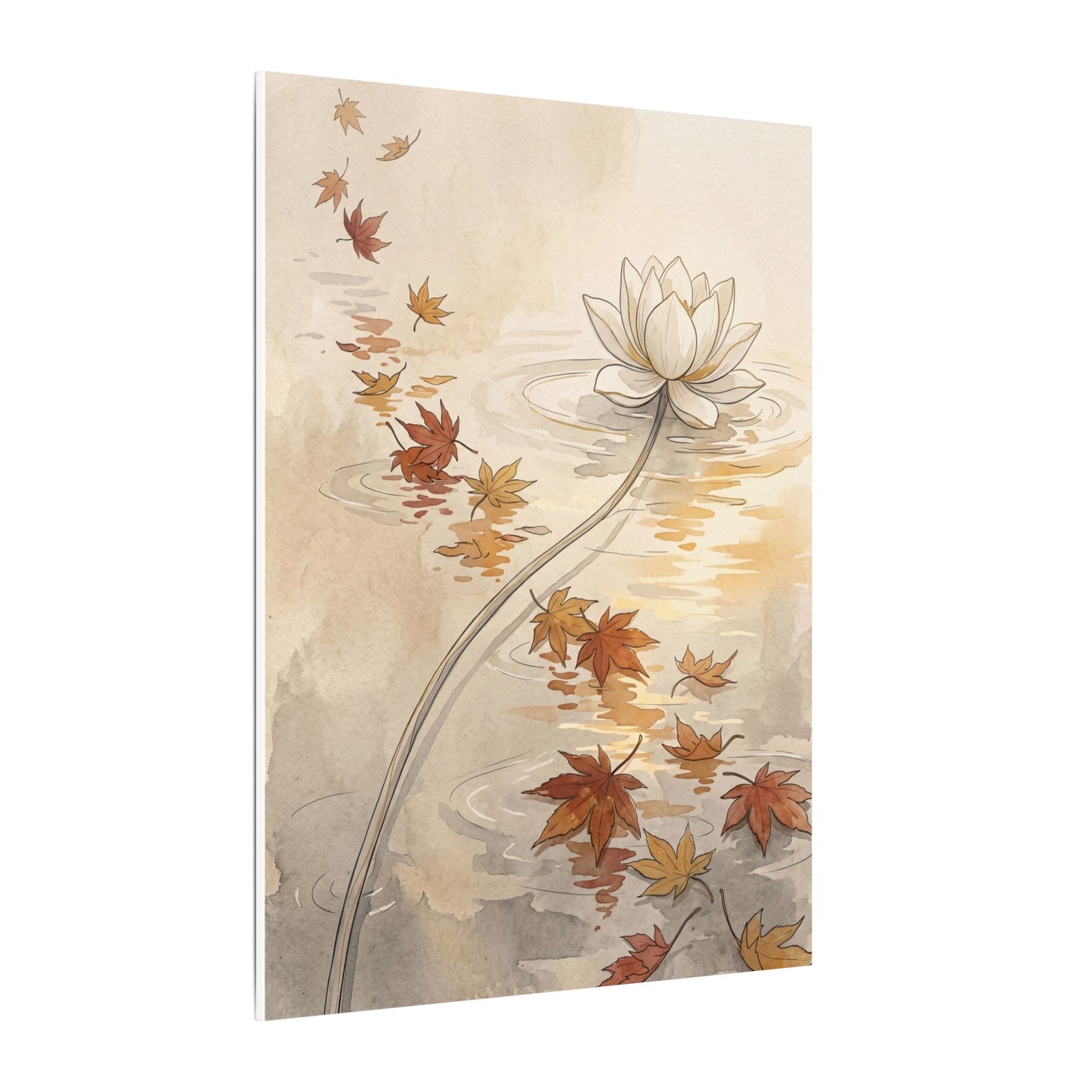 Lotus Flower Canvas Art | Autumn Japandi Minimal Line Art
