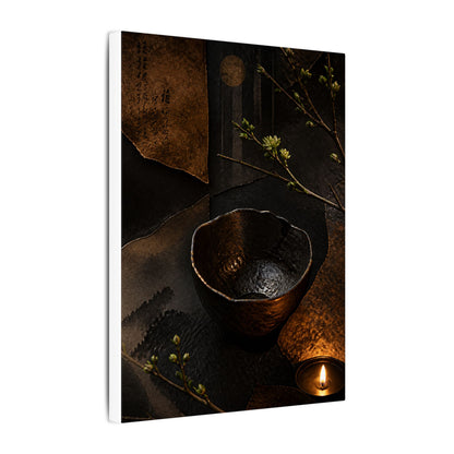 Atmospheric Ceramic Bowl Canvas Art - Shadow Zen Dark Japandi