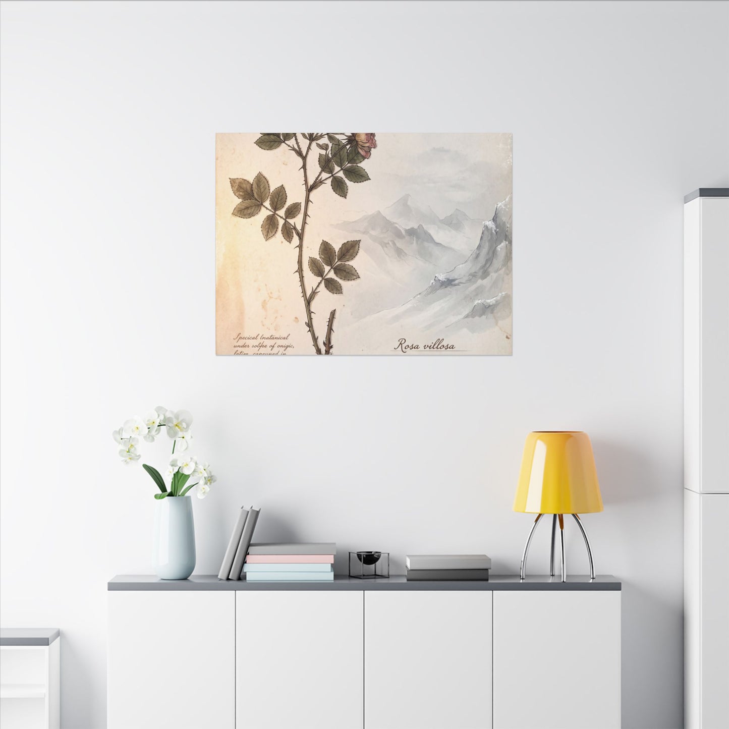 Winter Mountain Mist Herbarium Canvas Art | Earthy Decor