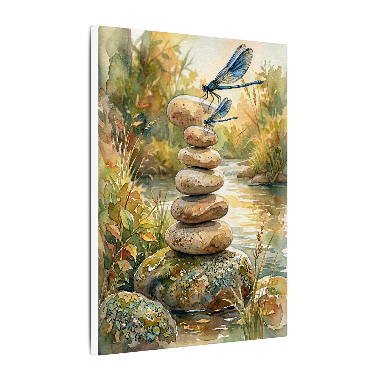 River Stones Summer Canvas Art | Japandi Cozy Design