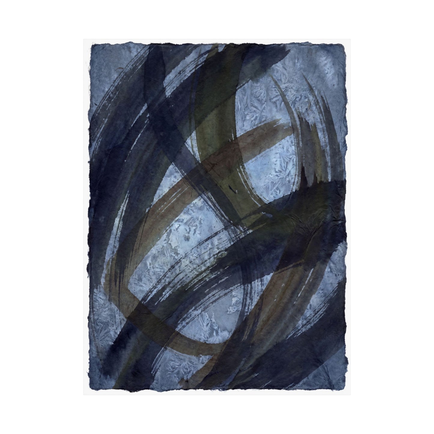 Ink Brushstroke Winter Wall Art Print | Dark Japandi Bold Design