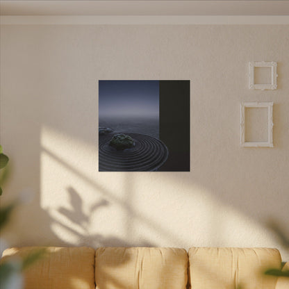 Ma Rock Garden Canvas Art - Dark Japandi Moody Minimal