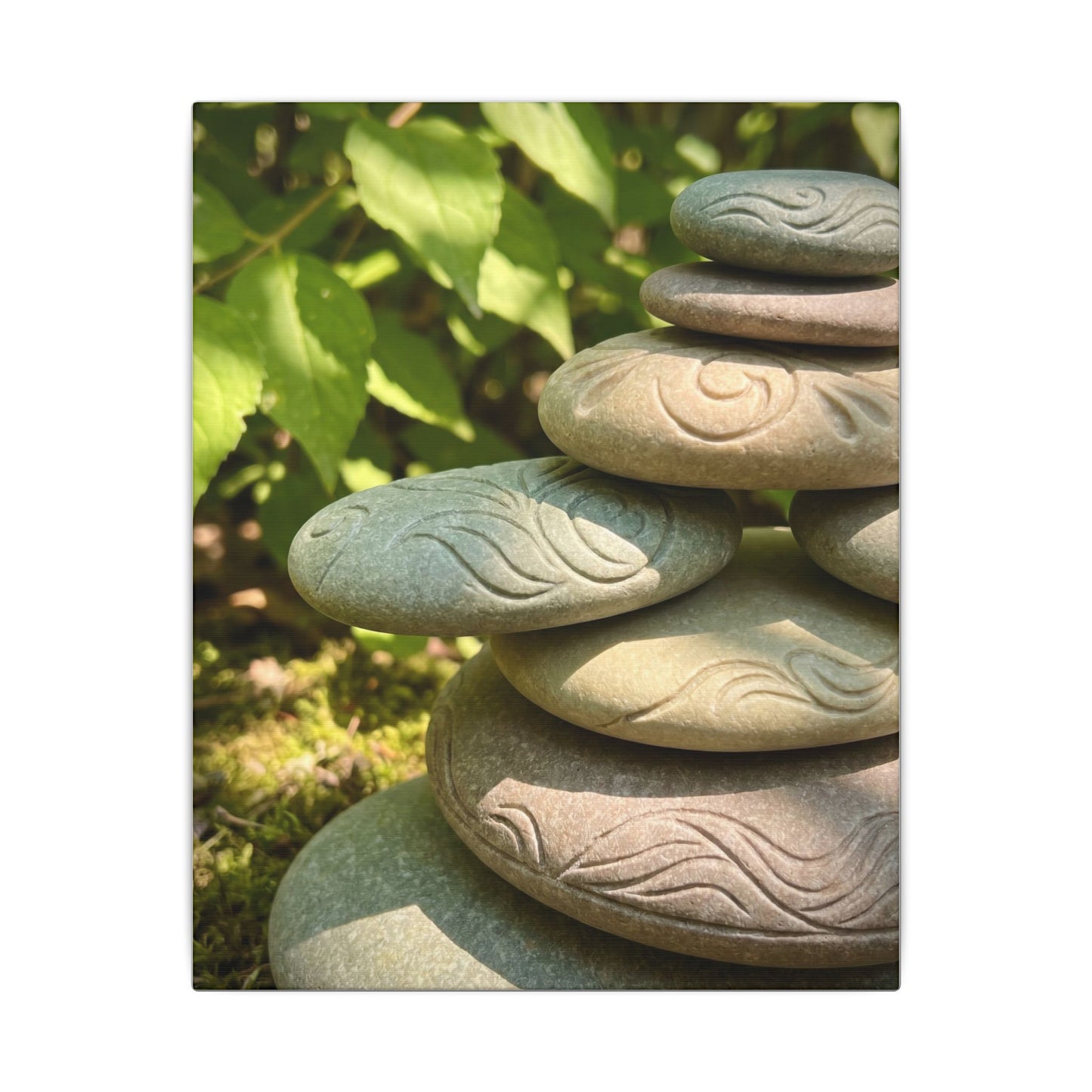 River Stones Summer Canvas Art | Japandi Earthy Design