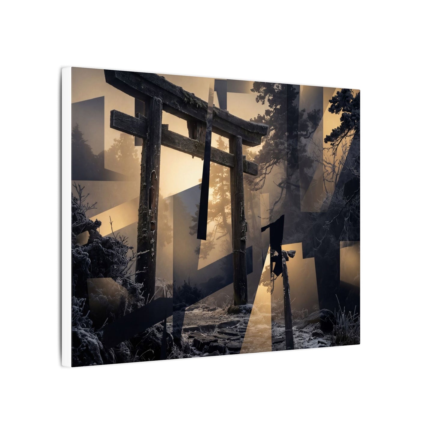 Winter Torii Gate Moody Minimal Canvas Art | Bold Decor