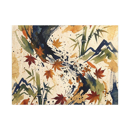 Golden Hour Ink Brushstroke Canvas Art - Zen Shibui