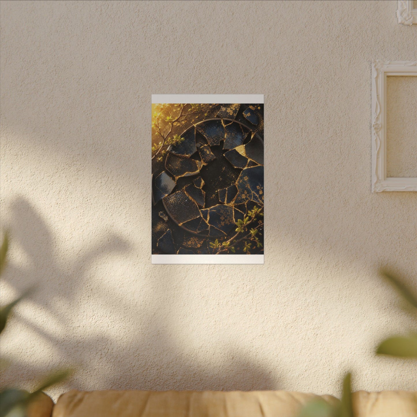 Golden Hour Broken Pottery Canvas Art - Kintsugi Ma