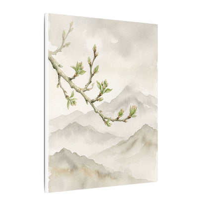 Spring Mountain Mist Watercolor Canvas Art | Cozy Decor