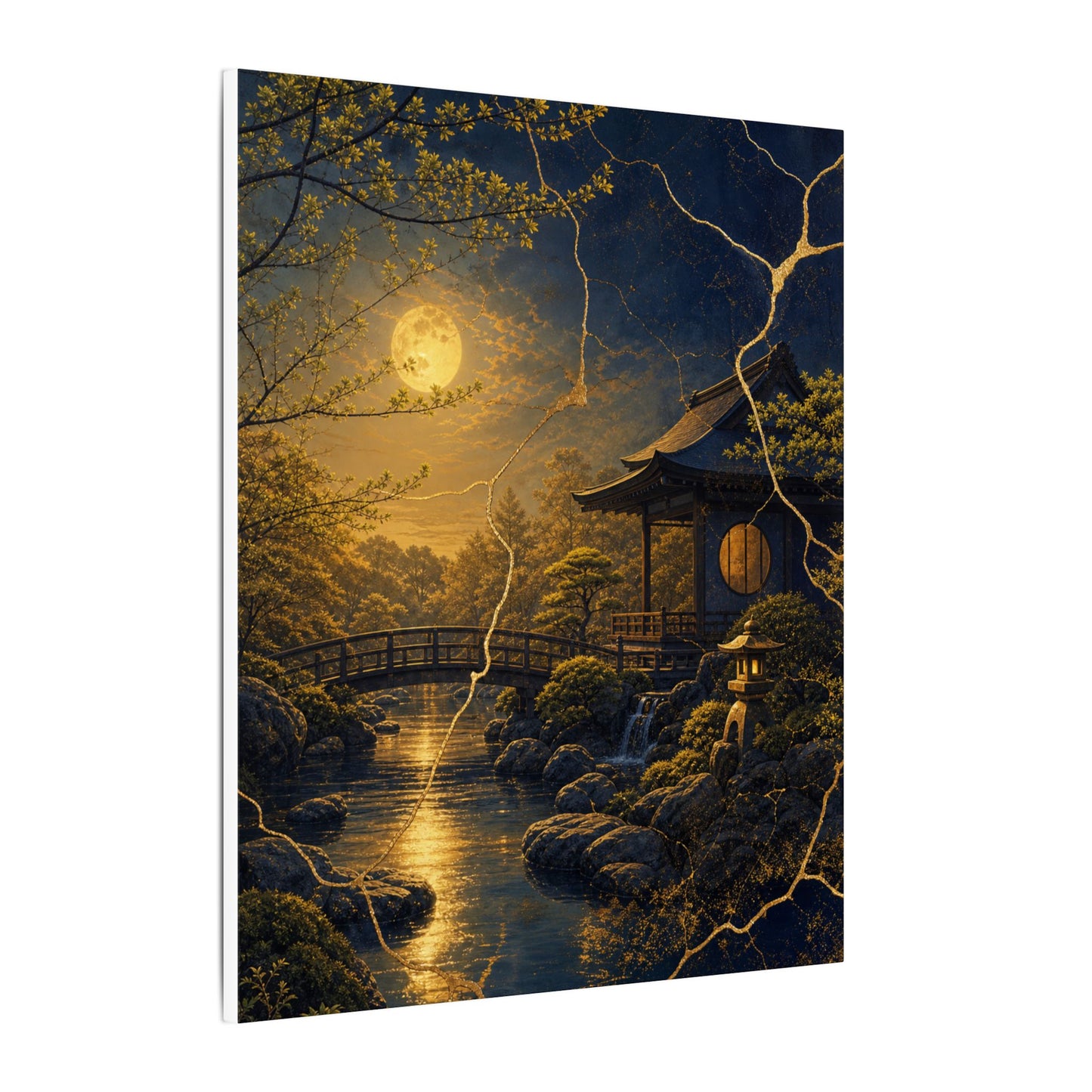 Spring Moonlit Garden Gold Vein Canvas Art | Resilient Decor