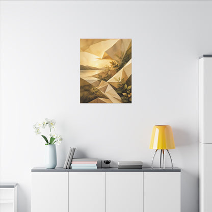 Golden Hour Paper Fold Canvas Art - Japandi Ma