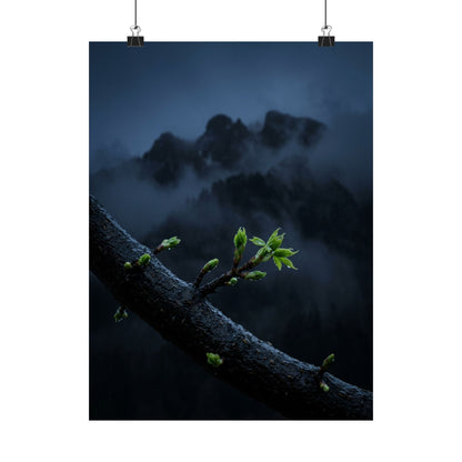 Kanso Mountain Mist Wall Art Print - Dark Japandi Moody Minimal