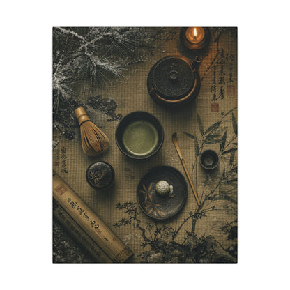 Tea Ceremony Canvas Art | Winter Zen Ukiyo E Inspired Art