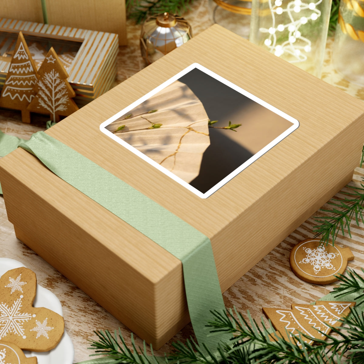 Paper Fold Sticker | Spring Kintsugi Gold Vein Art