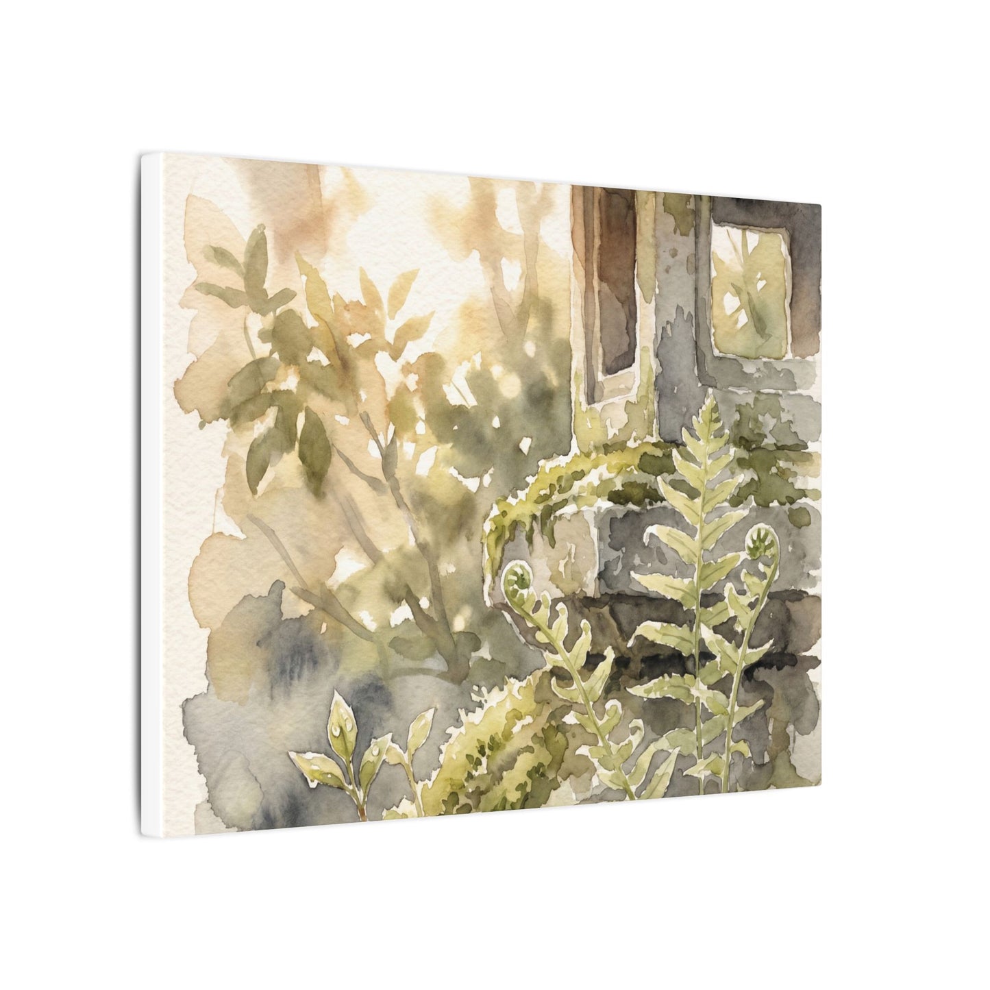 Earthy Stone Lantern Canvas Art - Watercolor Japandi