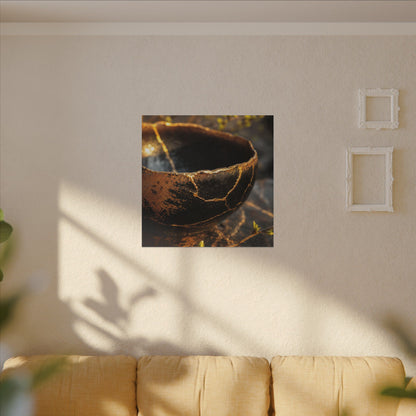 Kintsugi Ceramic Bowl in Golden Hour | Gold Vein Canvas Art