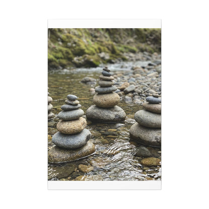 Zen River Stones in Dawn | Karesansui Canvas Art